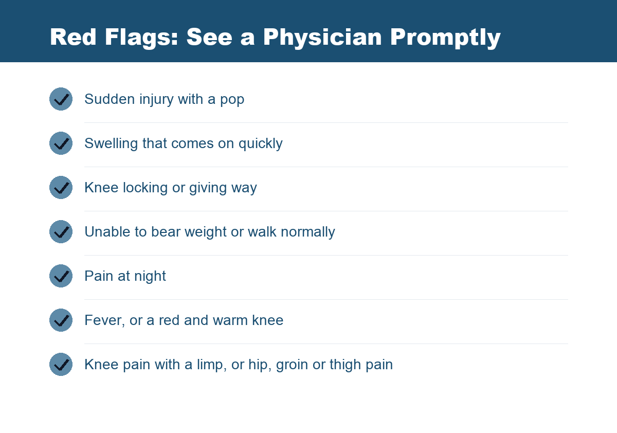 Checklist of seven red-flag knee symptoms that call for prompt medical attention